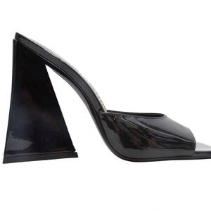 THE ATTICO PATENT LEATHER BLOCK HEELED SANDALS SIZE 39